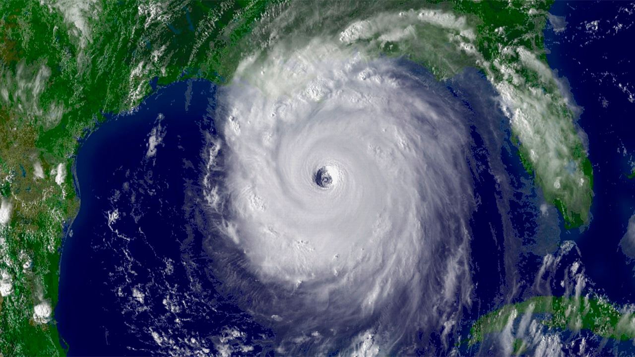 A satellite image of a hurricane off of the west coast of Florida